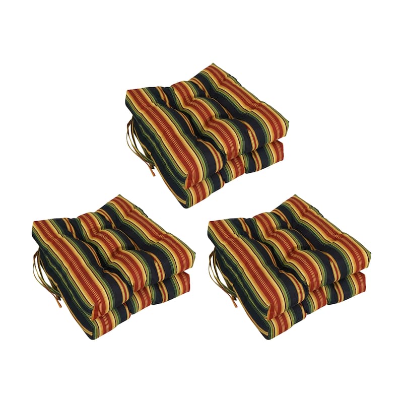 16-inch Square Tufted Indoor/Outdoor Chair Cushions (Set of 6) - Lyndhurst Raven