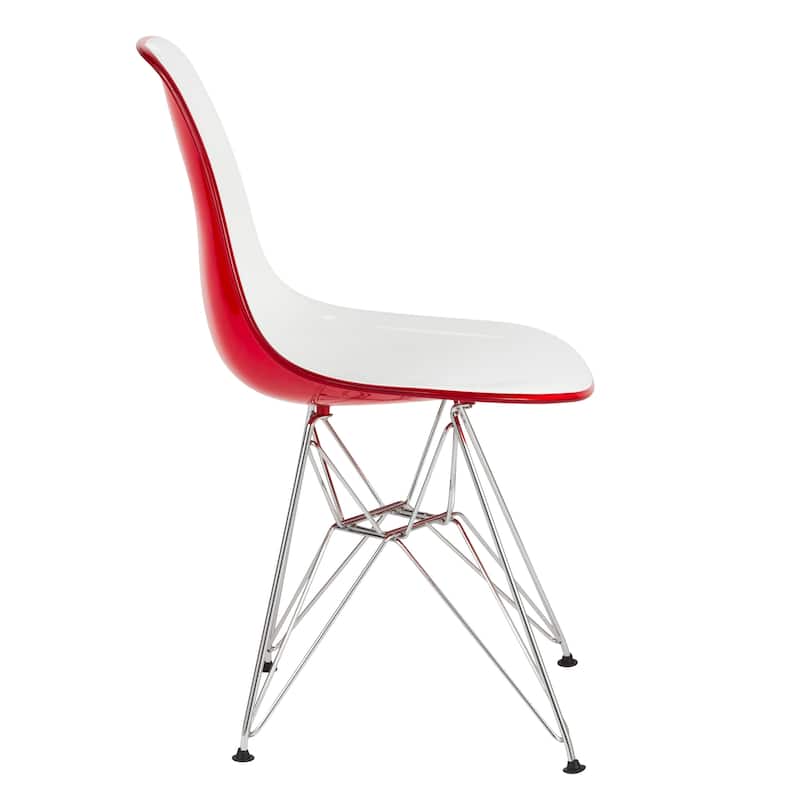 LeisureMod Cresco Molded 2-Tone Eiffel Side Chair - White Blue - 17"L x 18.4"W x 32"H