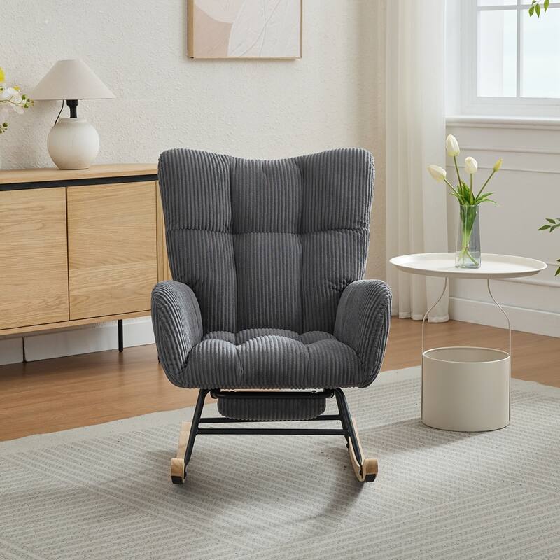 Upholstered Glider Chair with High Backrest - Dark Gray