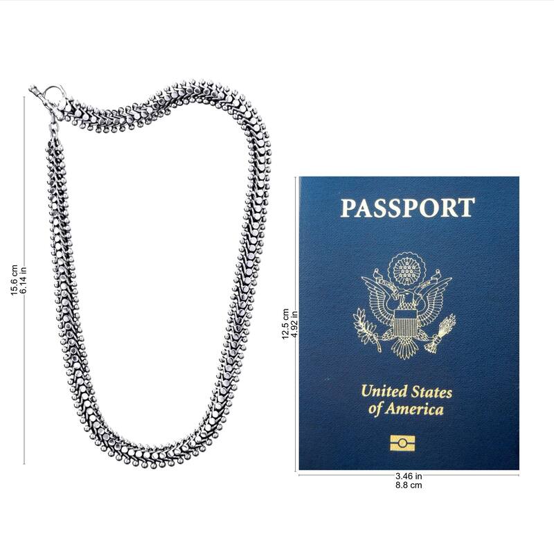 Handmade 925 Sterling Silver Toggle Closure Fluid Necklace (Indonesia) - 7'6" x 9'6"