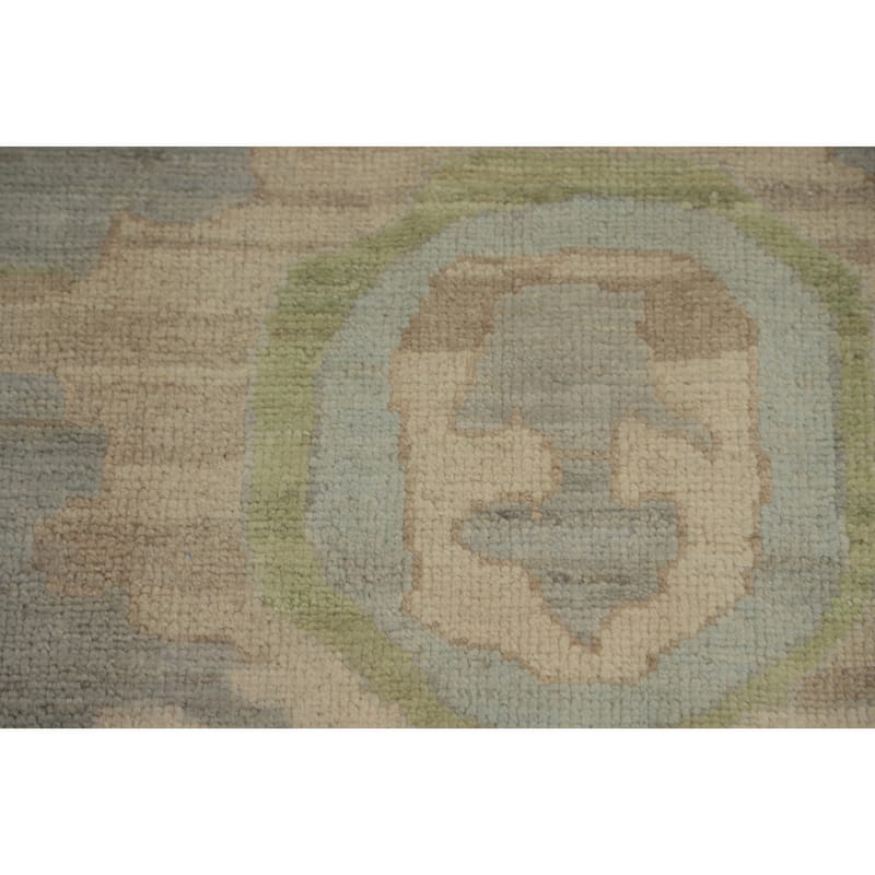 Handmade Gray Oushak Vegetable Dye Area Rug, Flora Geometric Carpet - 9' 10'' X 8' 6''