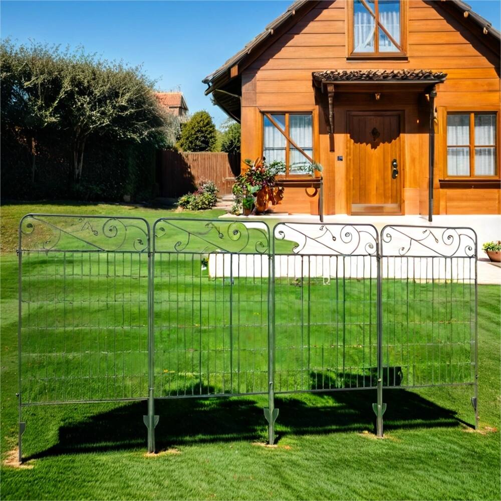 Garden Rust-Resistant 4 Pack Steel Fence Panels