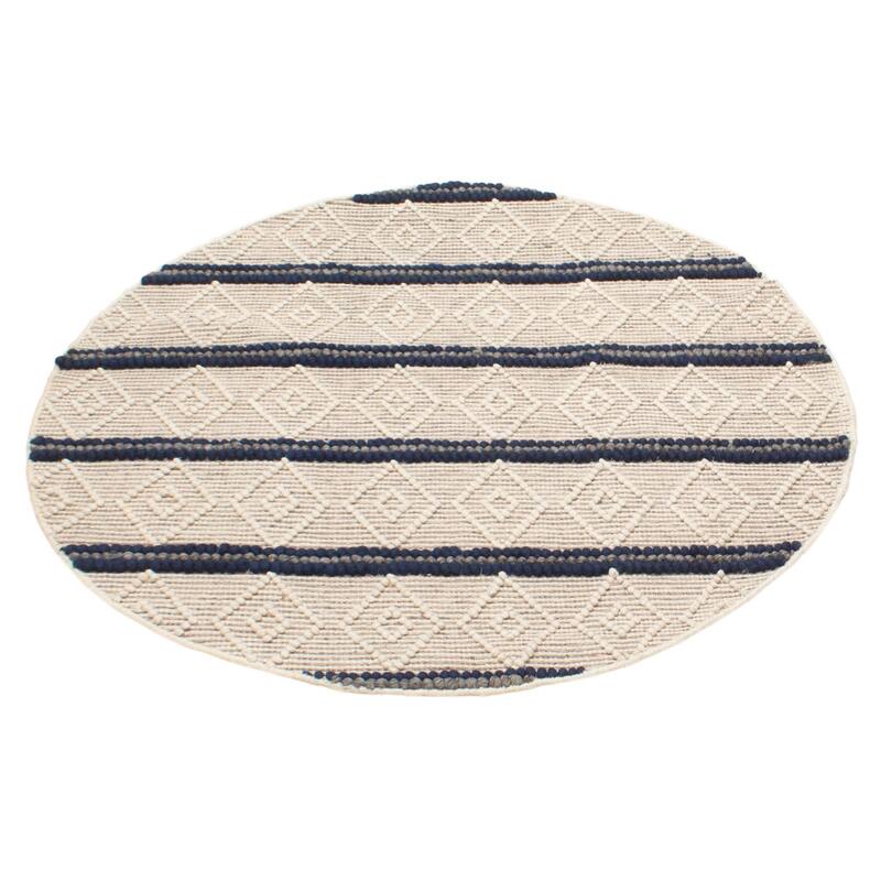 ECARPETGALLERY Braid weave Sienna Cream Wool Rug - 4'10 x 4'10