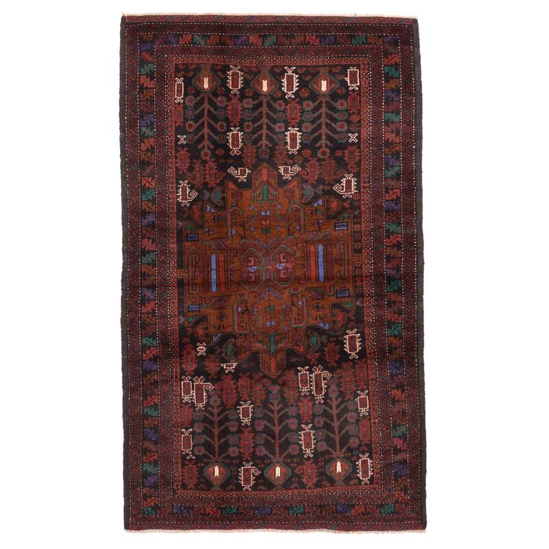 ECARPETGALLERY Hand-knotted Teimani Black, Brown Wool Rug - 3'11 x 6'4