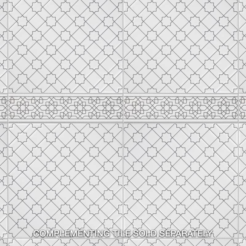Merola Tile Sevillano Listello Estrella White 2" x 7-7/8" Ceramic Wall Trim - (1 Tile)