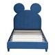 preview thumbnail 19 of 30, Velvet Upholstered Bear Ear Platform Bed, Eye-catching Design
