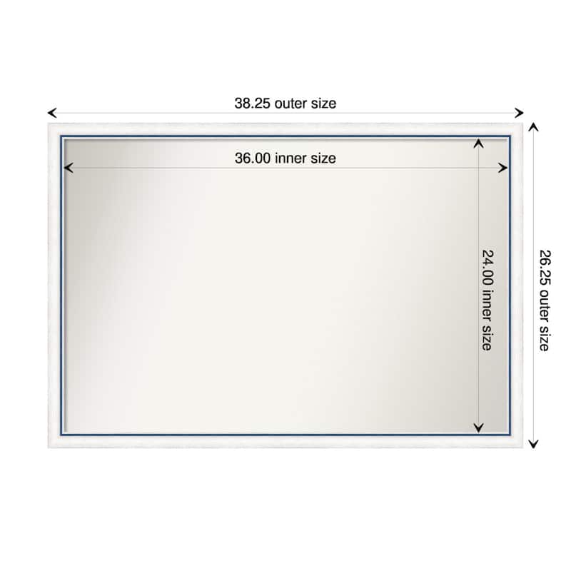 Morgan Non-Beveled Wood Framed Bathroom Vanity Wall Mirror - Morgan White Blue - Glass Size 36x24