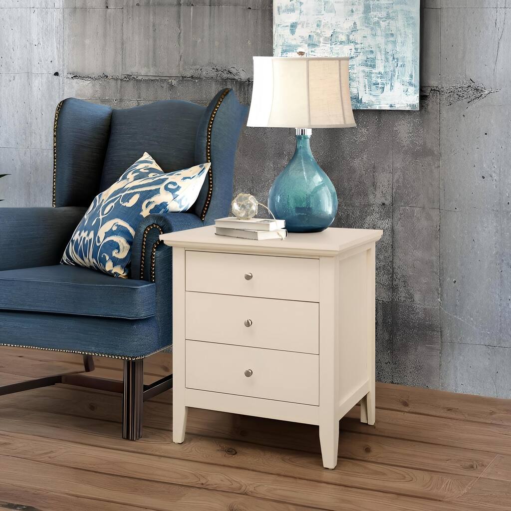 Beige Casual Nightstand with Open Shelf