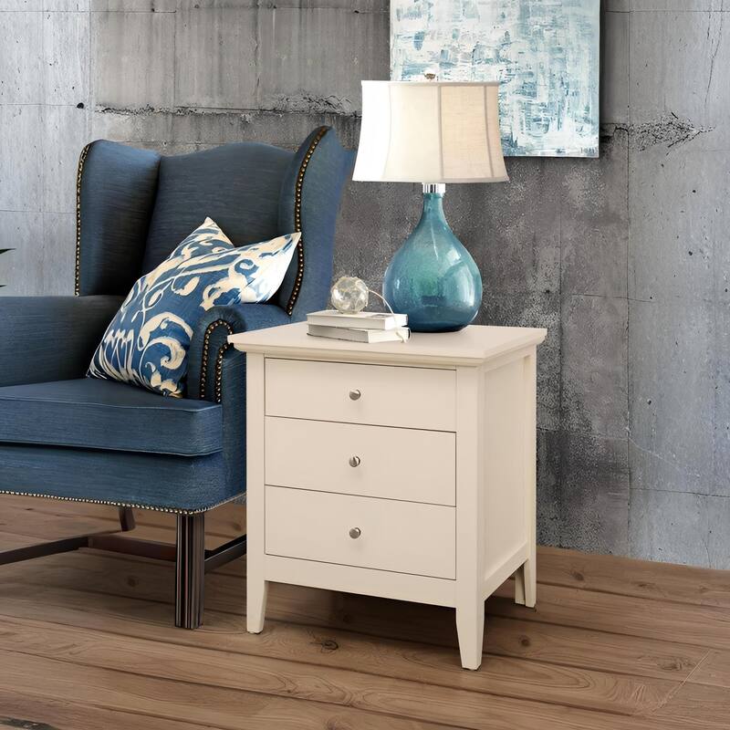 Beige Casual Nightstand with Open Shelf - Beige