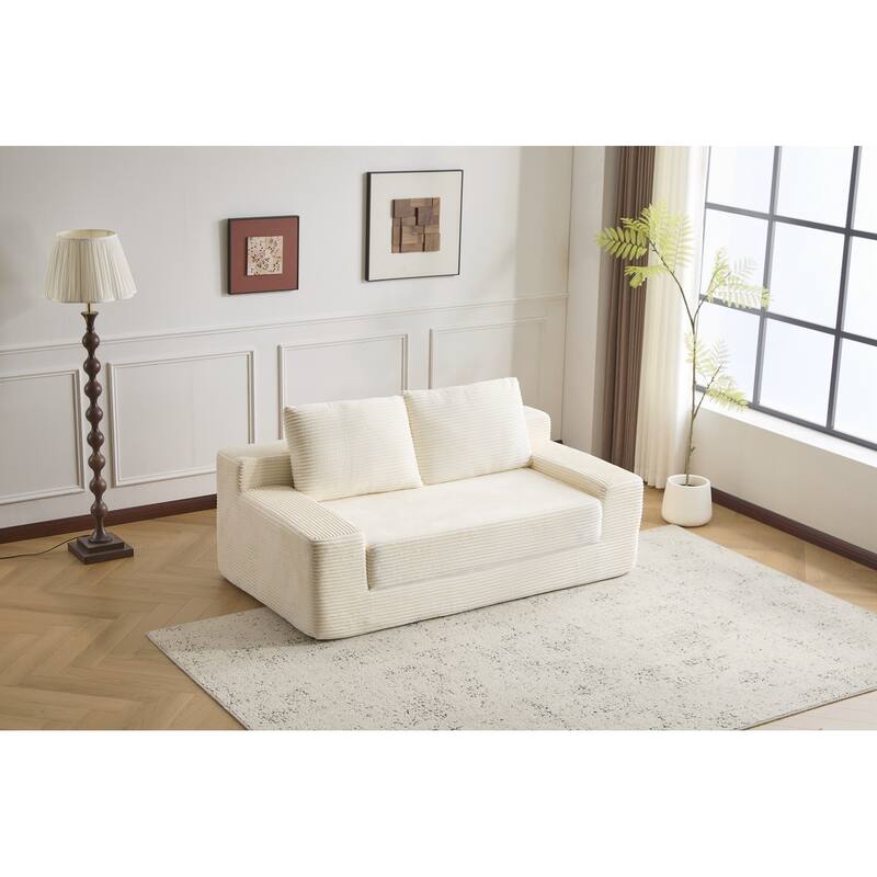 Loveseat Sofa, Comfortable Deep Seat Sofa Bed, Modern Small Corduroy Couch for Living Room Bedroom