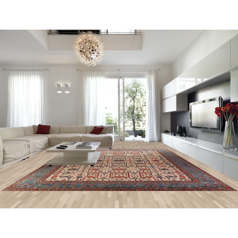 Hand Knotted Oriental 100% Wool Carpet Traditional All-Over Beige & Ivories Ziegler Area Rug - 17' 4'' X 13' 1''