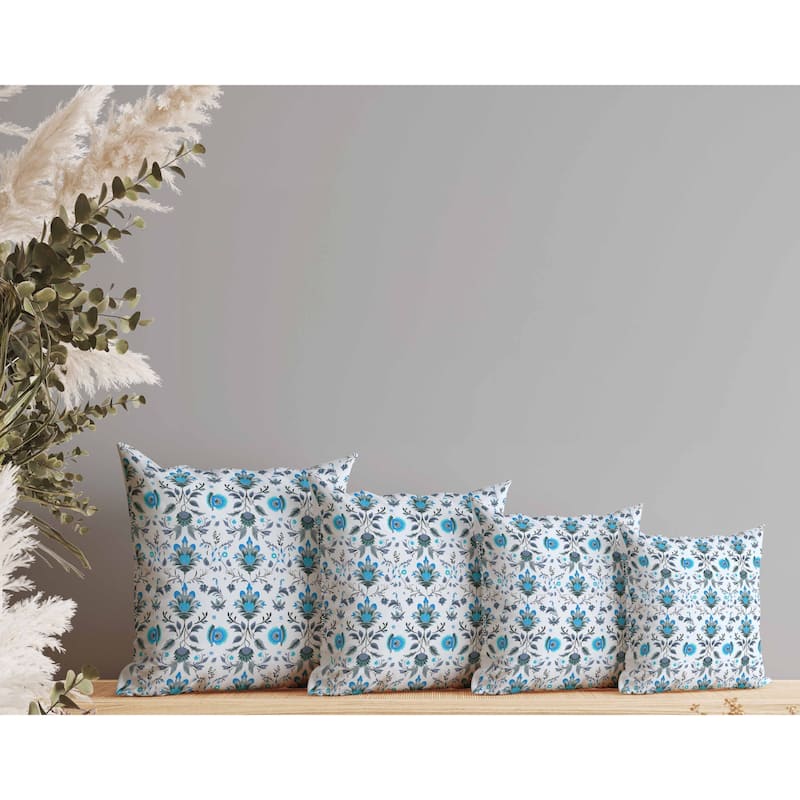 Breezy Botanicals Indoor/Outdoor Reversible Throw Pillow Blue