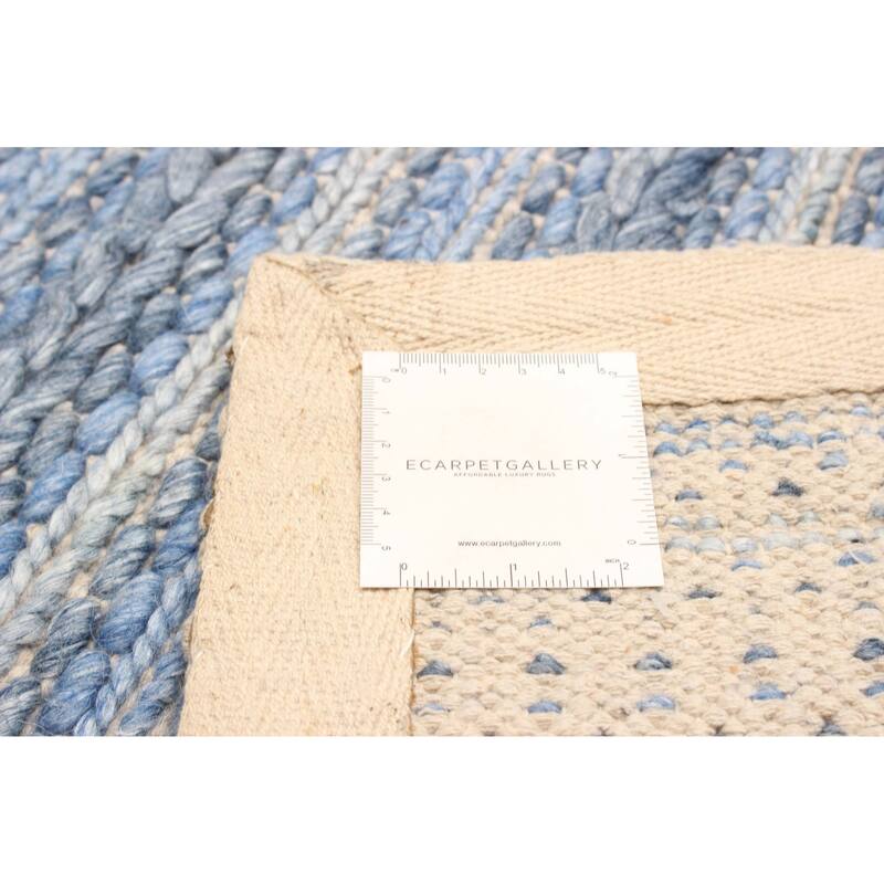 ECARPETGALLERY Braid weave Sienna Blue Wool Rug - 5'0 x 8'3