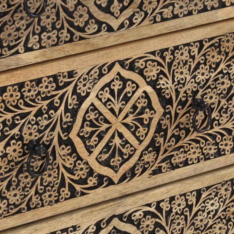 vidaXL Side Cabinet Natural Mango Wood Solid mango wood, iron legs Small - 13 x 23.6 x 29.5 in