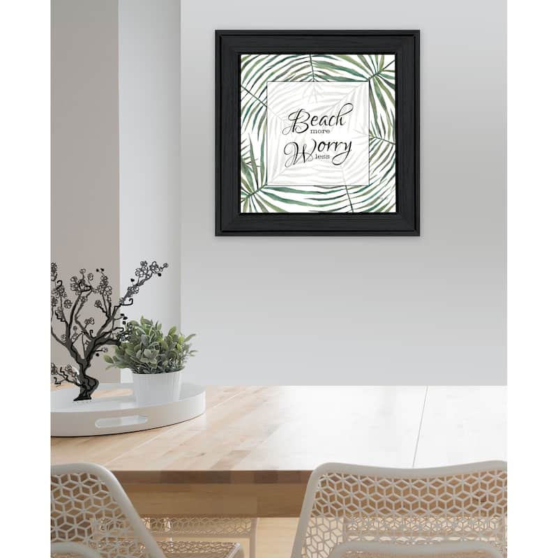 TrendyDecor4U Contemporary "BEACH MORE, WORRY LESS" Framed Print Wall Art