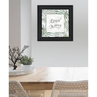 TrendyDecor4U Contemporary "BEACH MORE, WORRY LESS" Framed Print Wall Art