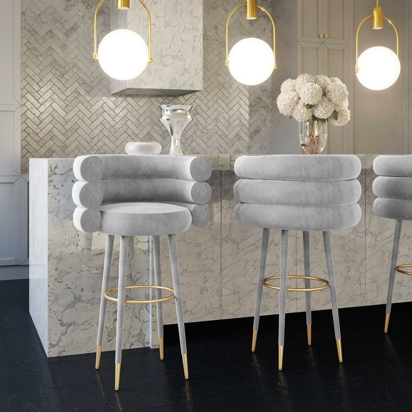Strick Bolton Laffut Velvet Gold Stainless Steel Counter Stool