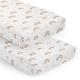 preview thumbnail 1 of 4, Boho Rainbow Girl 2pc Fitted Crib Sheets Blush Pink Yellow Tan Bohemian Modern Neutral Vintage Dusty Rose Gold Mauve Taupe Beige