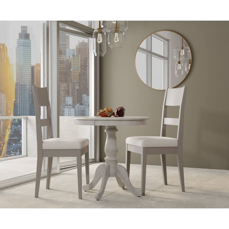 Rustic Style Pedestal Round Dining Table - 30" - Whitewash Finish