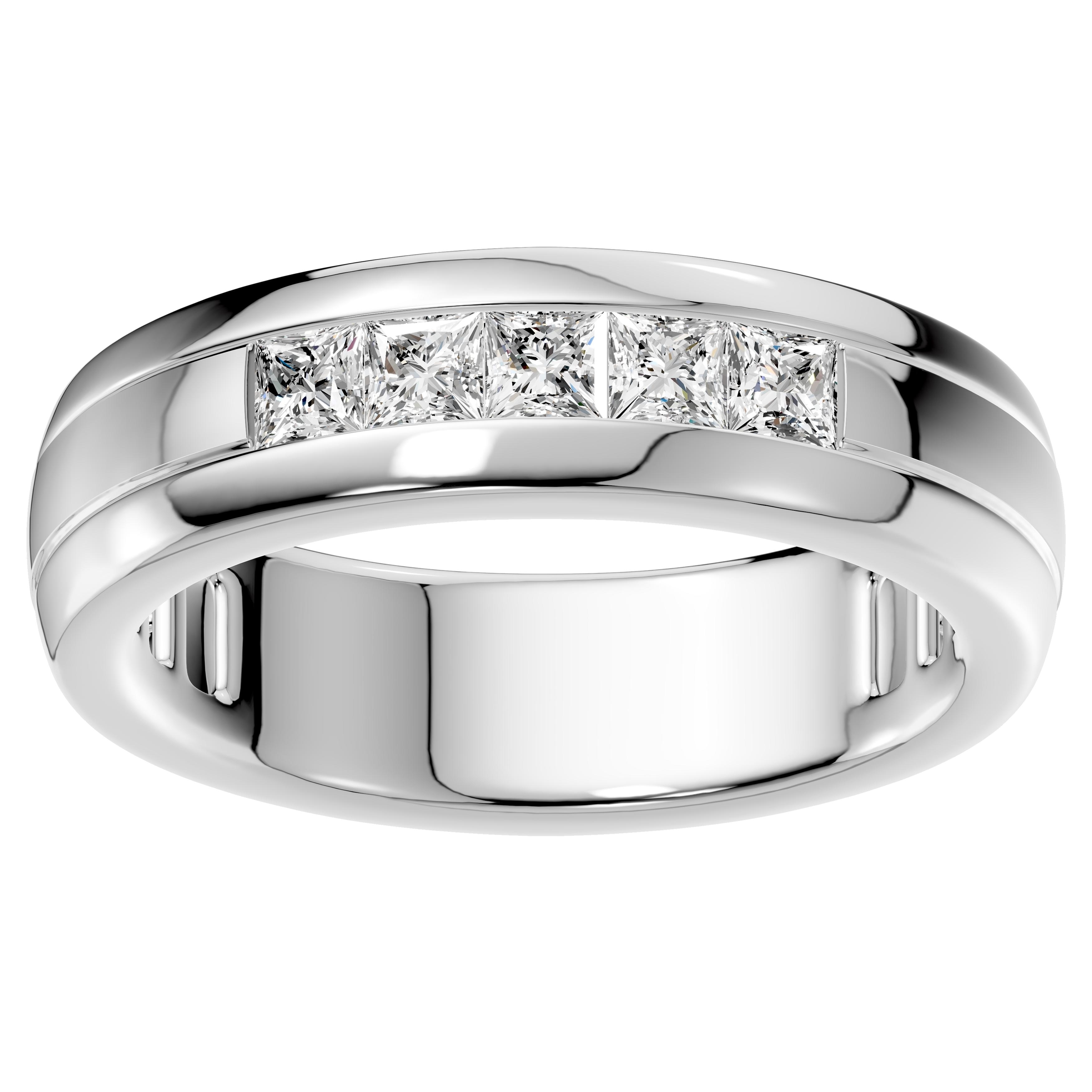 AEON Sterling Silver Men's .75cttw Lab Grown Diamond Wedding Band