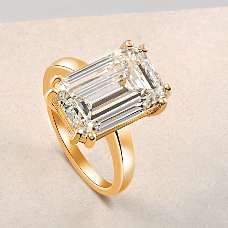 Certified 10.00CT Emerald Cut Solitaire Diamond Engagement Ring Gold Lab Grown