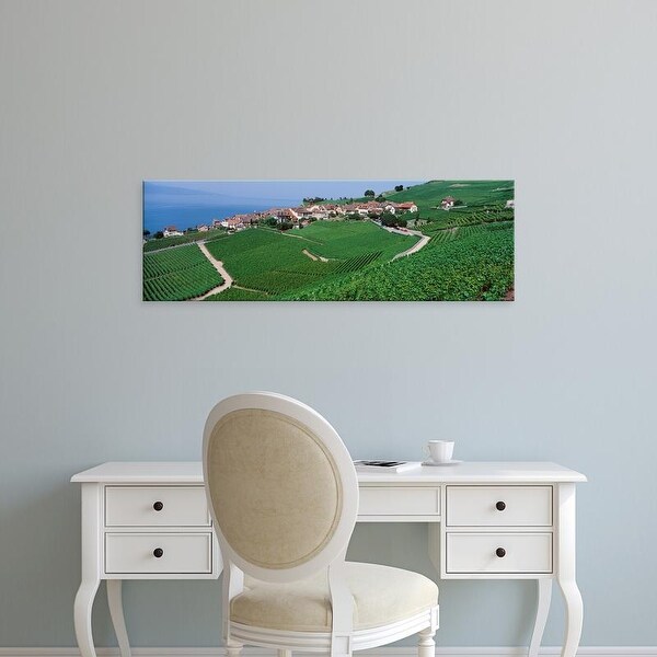 Easy Art Prints Panoramic Images's 'Lake Of Geneva, Vineyards, Rivaz, Switzerland' Premium Canvas Art