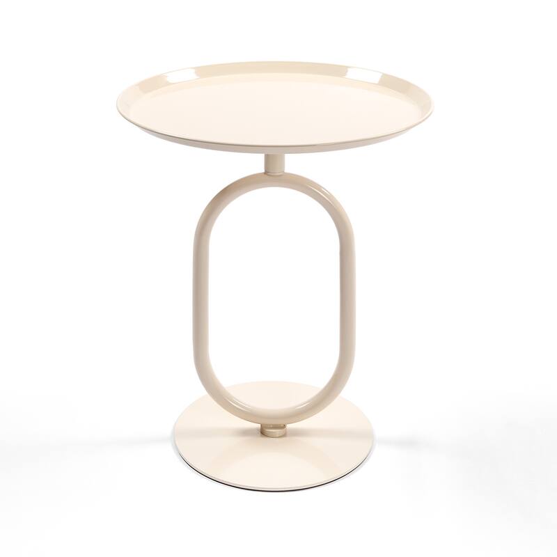 Lantern-shaped Metal End Table, Small Round Side Table, Modern Coffee Drink Cocktail Table