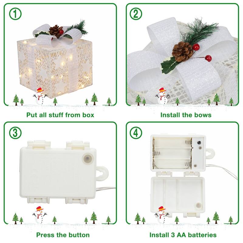 Lighted Gift Boxes Christmas Decoration Set of 3