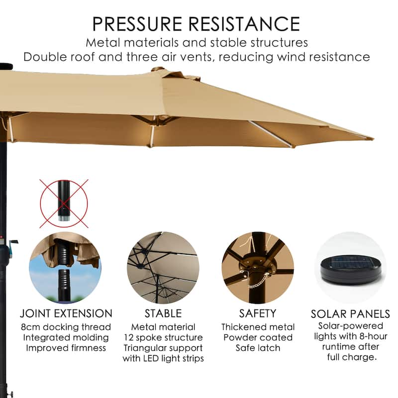Kozyard Butterfly 15' Outdoor Patio Double-Sided Aluminum Umbrella