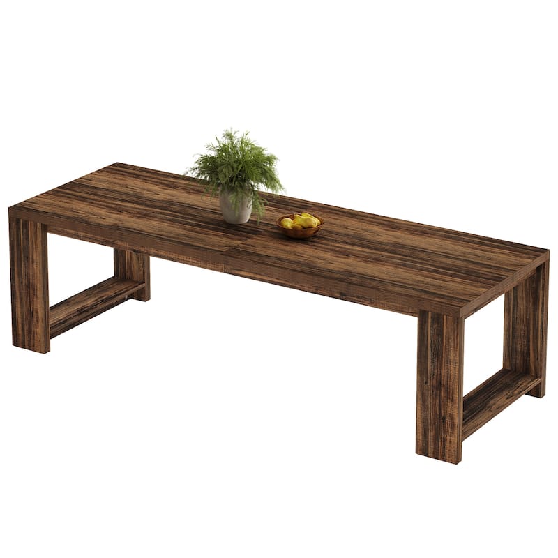 86.6 Inch Farmhouse Dining Table, Large Rectangular Kitchen Table for 6