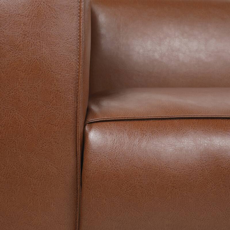 Light Brown Fabric 3 Seater Sofa with Contemporary Tuxedo Design