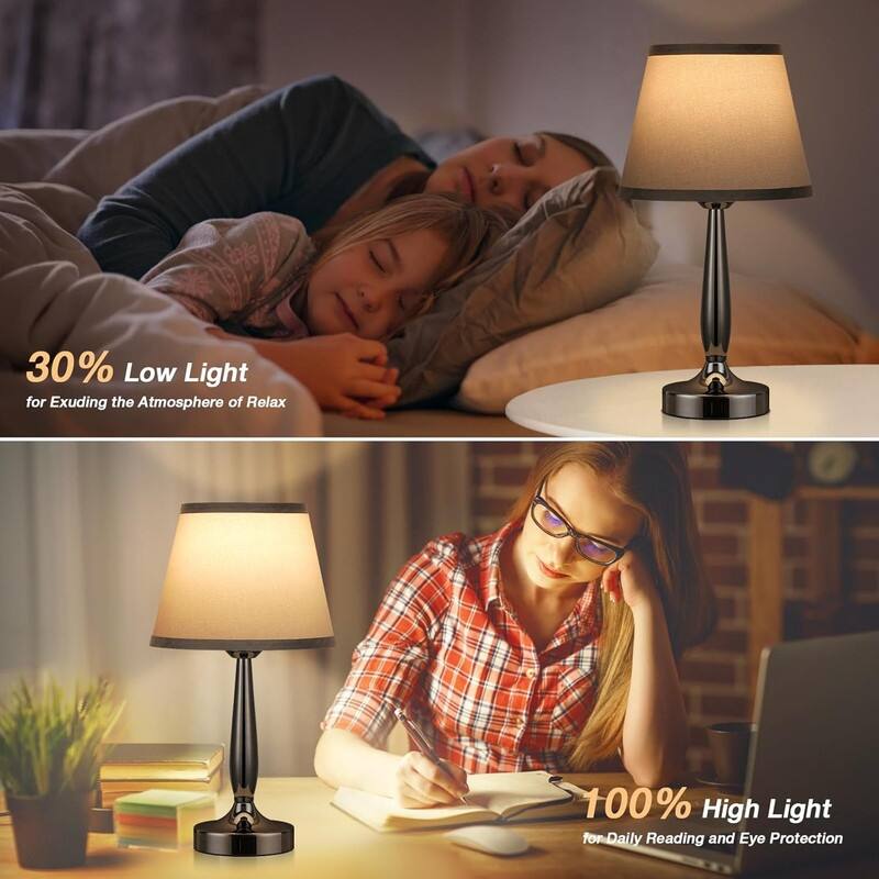 Touch Table Lamp for Bedroom, Small Bedside Lamp
