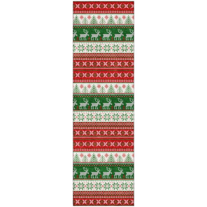 Premium Washable Super Soft Chritmas Stripes Mayfield Rug