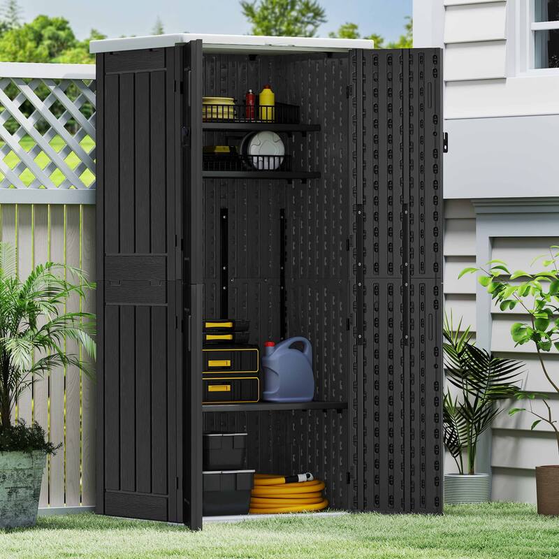 Outdoor Storage Shed with 4 Shelves - N/A