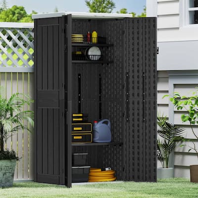 Outdoor Storage Shed with 4 Shelves - N/A
