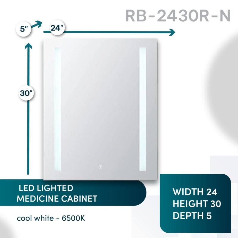 AQUADOM Royal Basic LED Medicine Cabinet, Defogger, 3X Vertically Adjustable Magnifying Mirror