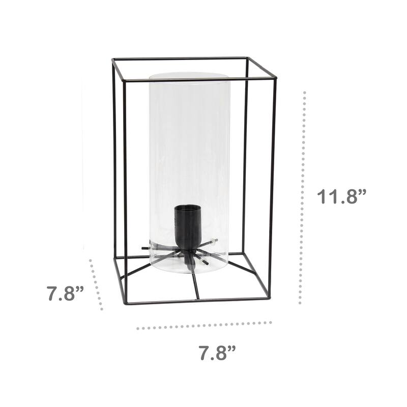 Lalia Home Framed Table Lamp with Clear Cylinder Glass Shade