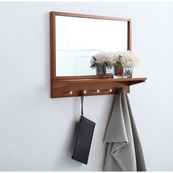 Entryway mirror shelf clearance hooks