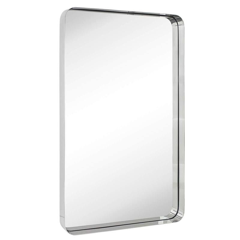 Arthers Stainless Steel Metal Bathroom Vanity Wall Mirror - 36" x 24" - Chrome