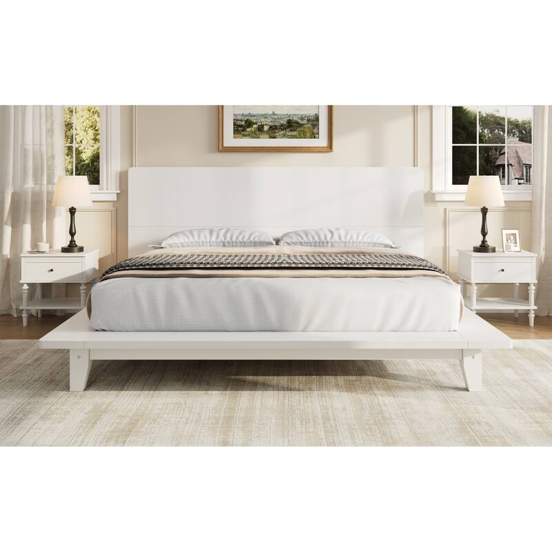 Roomfitters Full/Queen/King Size Wood Platform Bed with Headboard and Slat Support