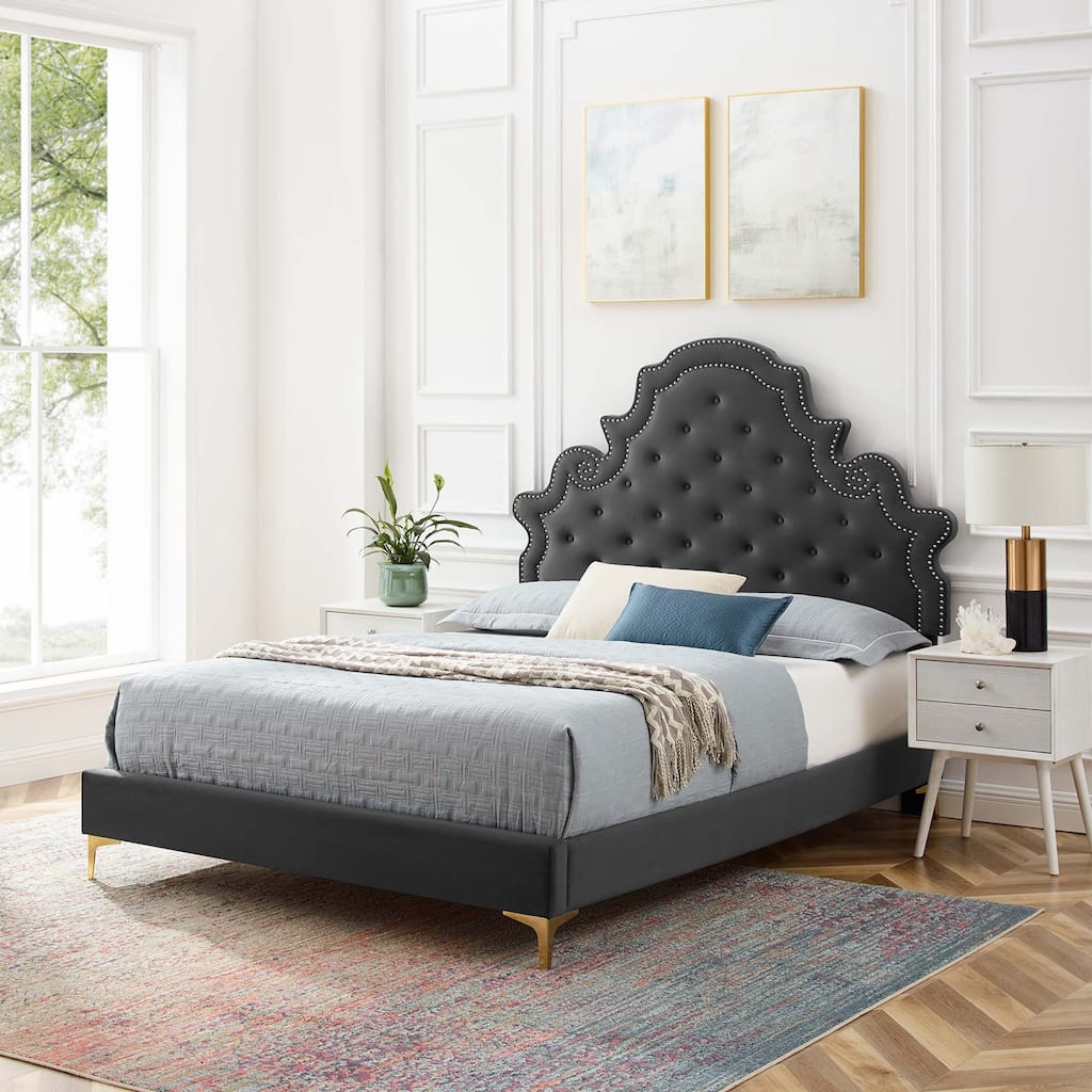 Gwyneth Tufted Performance Velvet Full Platform Bed