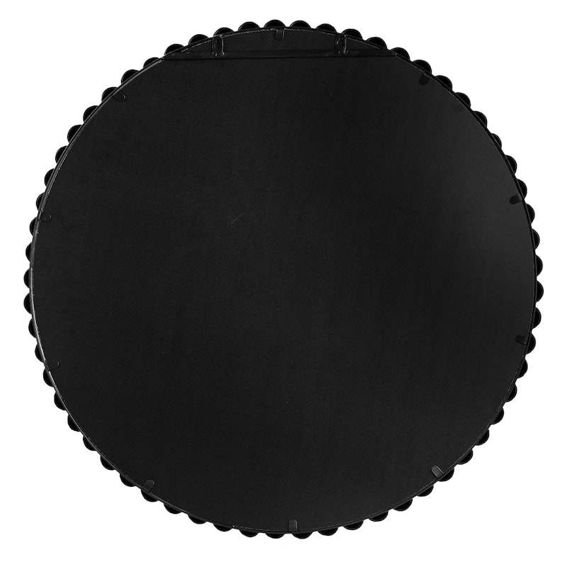 Black Metal Beaded Frame Mirror for Living Room Bedroom Entryway