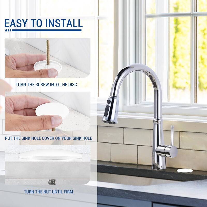 WOWOW Sink Hole Cover Fits 0.31 to 1.89" Holes, Easy Install