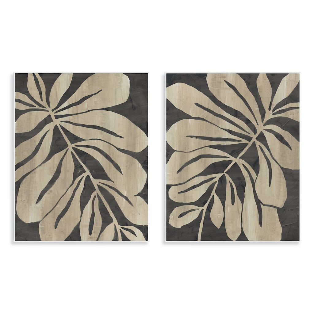Stupell Rustic Curved Leaves Wall Plaque Art Design By June Erica Vess (Set of 2)