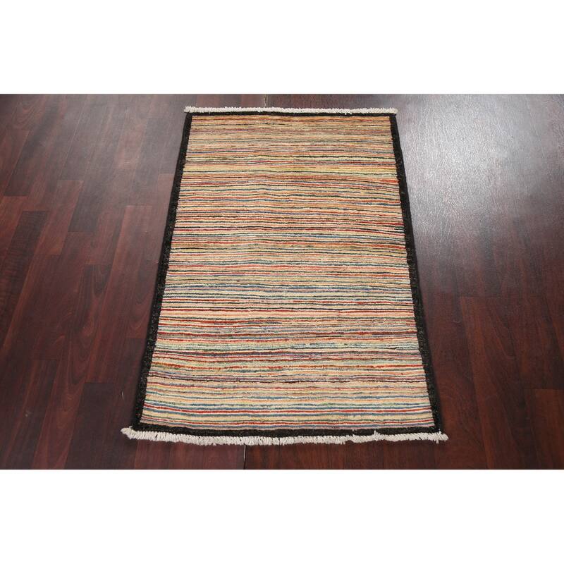 Modern Gabbeh Kashkoli Wool Area Rug Hand-knotted Home Decor Carpet - 2'6" x 3'9"