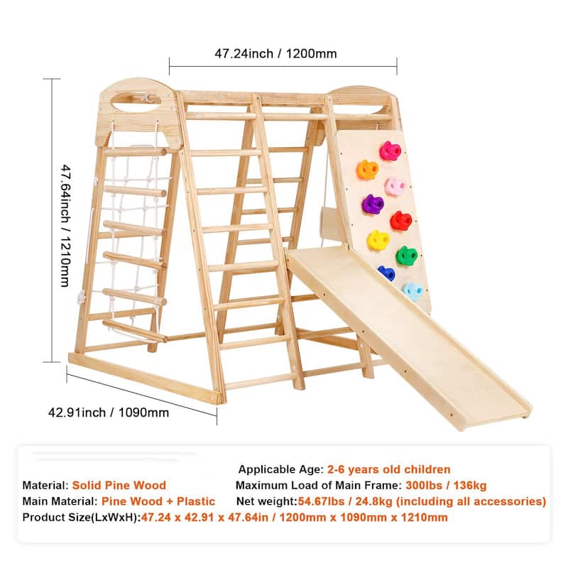 7-in-1 Wooden Toddler Climbing Toys Indoor Playground Suitable for Preschool or Home