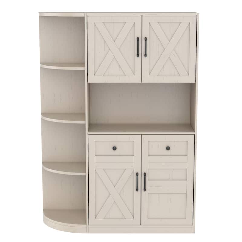 GDFStudio - Jill Versatile Left-Right Combination Hall Cabinet with 4 Hooks and Hall Tree 2-in-1