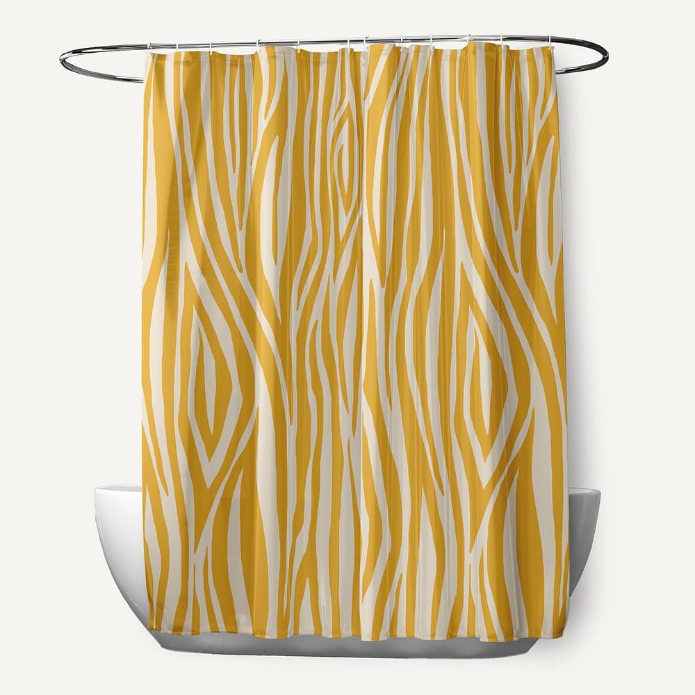 71 x 74-inch Wood Stripedd Geometric Print Shower Curtain