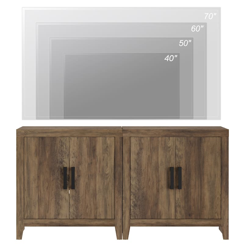 WAMPAT Modern Farmhouse TV Stand Cabinet, Entertainment Center with Adjustable Shelf