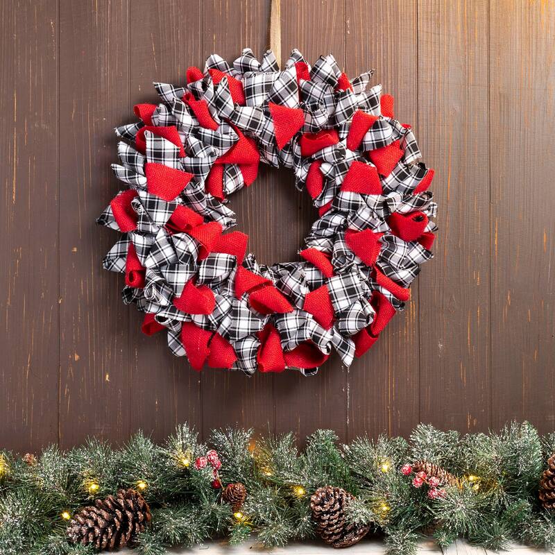 Christmas Plaid Fabric Decorative Wreath